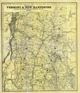 New Hampshire and Vermont 1880 State Map, New Hampshire and Vermont State Map 1880 Vermont 1888 Directory